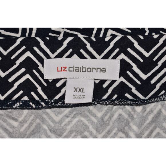 LIZ‎ CLAIBORNE NEW $37 Navy White Chevron Pull-On Stretch Maxi Skirt XXL - Picture 3 of 3
